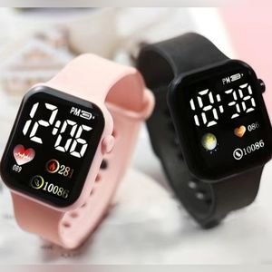 NWT - 2pcs Digital Display Electronic Watch Set - Pink & Black